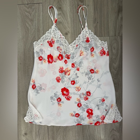 Natori Tops - Natori White and Red Floral Camisole